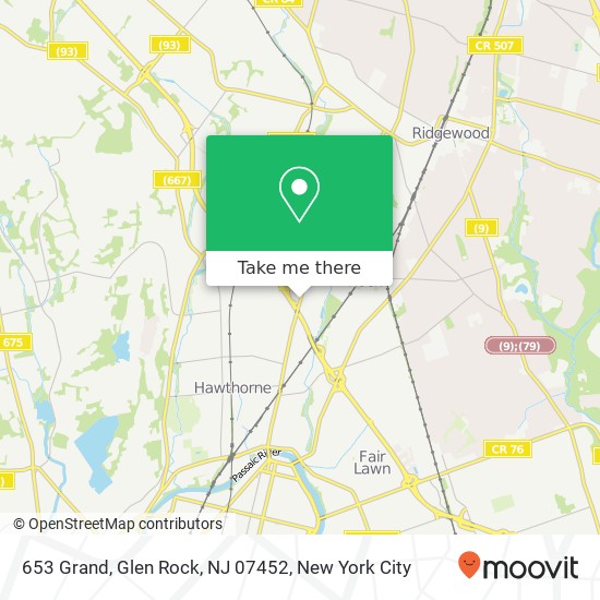Mapa de 653 Grand, Glen Rock, NJ 07452