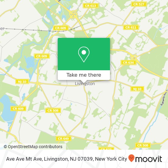 Mapa de Ave Ave Mt Ave, Livingston, NJ 07039