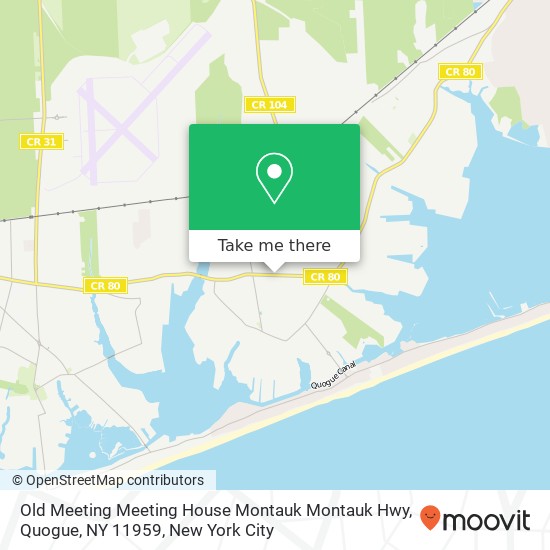Mapa de Old Meeting Meeting House Montauk Montauk Hwy, Quogue, NY 11959