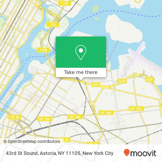 Mapa de 43rd St Sound, Astoria, NY 11105