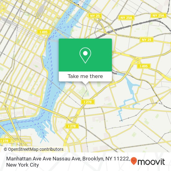 Mapa de Manhattan Ave Ave Nassau Ave, Brooklyn, NY 11222