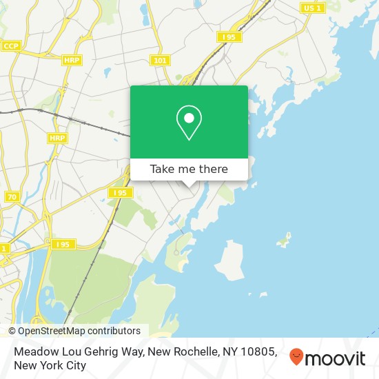 Mapa de Meadow Lou Gehrig Way, New Rochelle, NY 10805