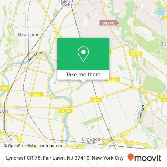 Mapa de Lyncrest CR-78, Fair Lawn, NJ 07410