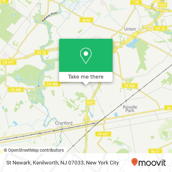 Mapa de St Newark, Kenilworth, NJ 07033