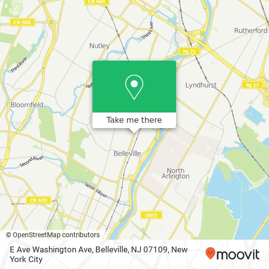 Mapa de E Ave Washington Ave, Belleville, NJ 07109