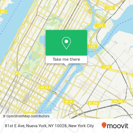 Mapa de 81st E Ave, Nueva York, NY 10028