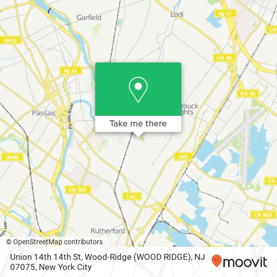 Union 14th 14th St, Wood-Ridge (WOOD RIDGE), NJ 07075 map