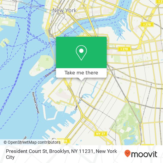 Mapa de President Court St, Brooklyn, NY 11231