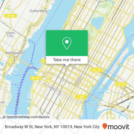 Broadway W St, New York, NY 10019 map