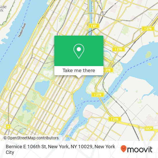 Bernice E 106th St, New York, NY 10029 map