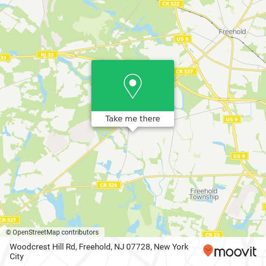 Woodcrest Hill Rd, Freehold, NJ 07728 map