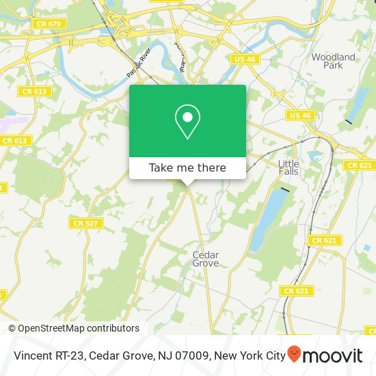 Mapa de Vincent RT-23, Cedar Grove, NJ 07009