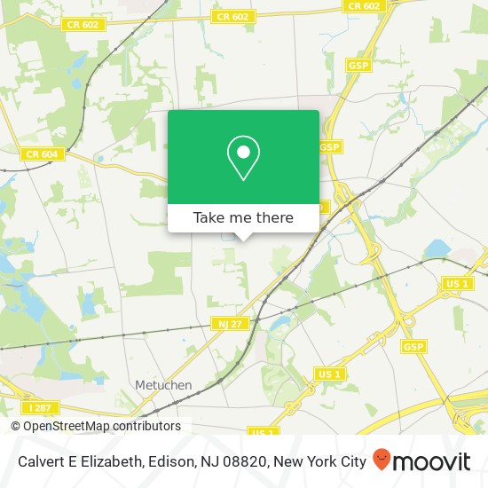 Mapa de Calvert E Elizabeth, Edison, NJ 08820