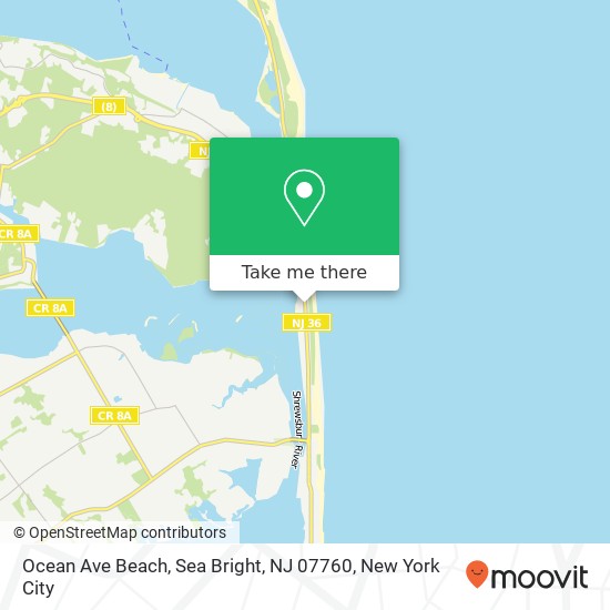 Mapa de Ocean Ave Beach, Sea Bright, NJ 07760