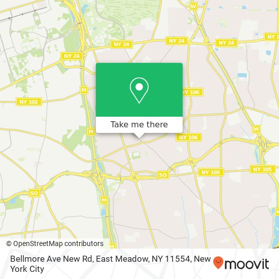Mapa de Bellmore Ave New Rd, East Meadow, NY 11554