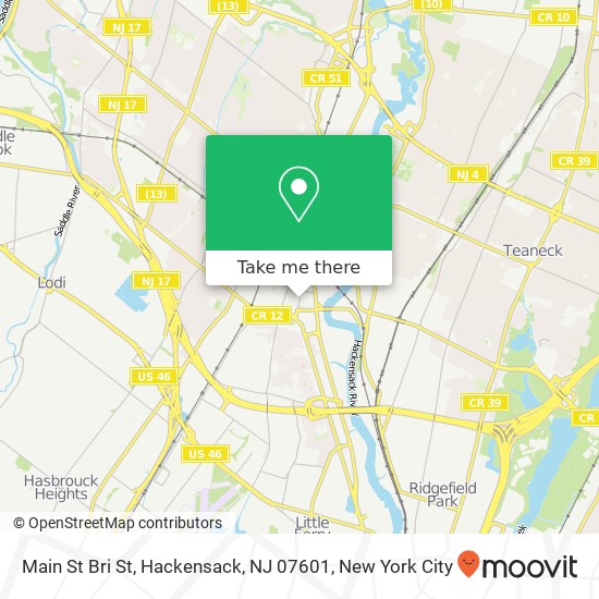 Mapa de Main St Bri St, Hackensack, NJ 07601