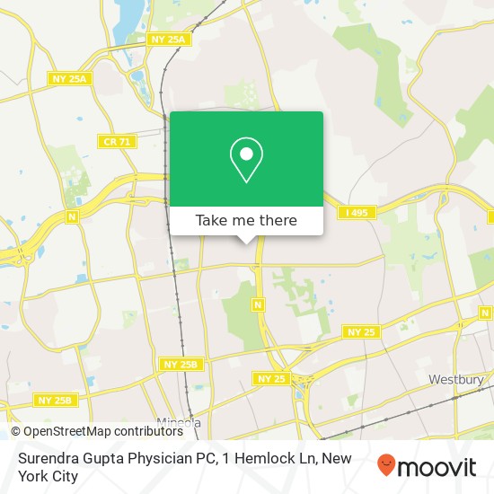 Mapa de Surendra Gupta Physician PC, 1 Hemlock Ln