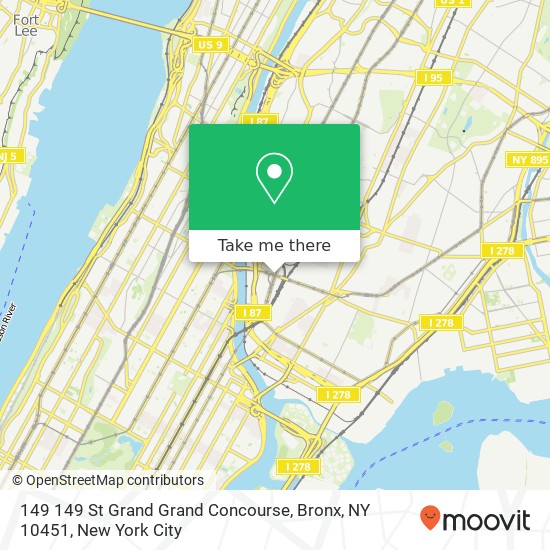 Mapa de 149 149 St Grand Grand Concourse, Bronx, NY 10451