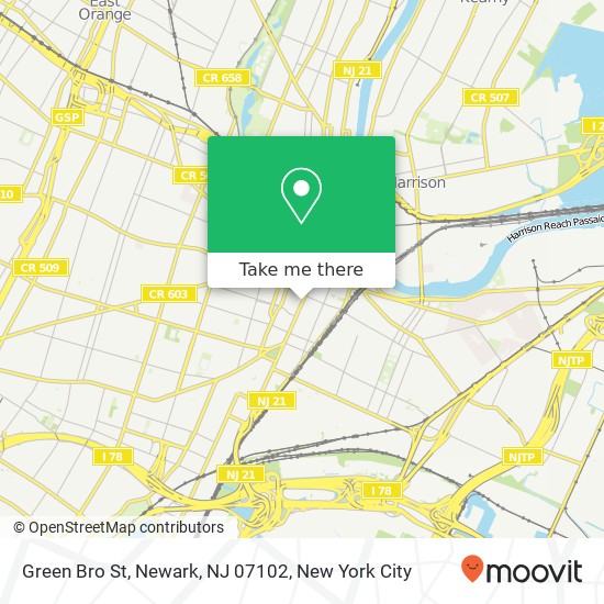 Mapa de Green Bro St, Newark, NJ 07102