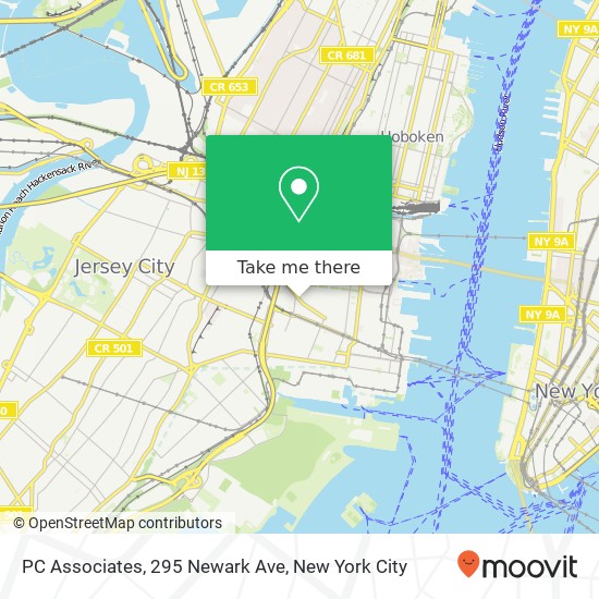 Mapa de PC Associates, 295 Newark Ave
