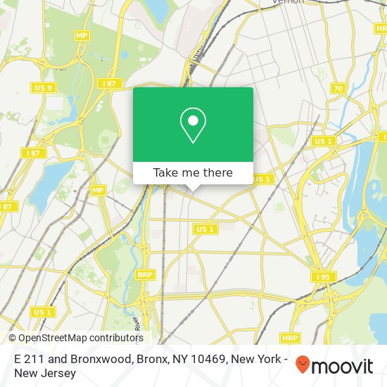 Mapa de E 211 and Bronxwood, Bronx, NY 10469
