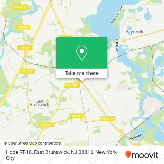 Mapa de Hope RT-18, East Brunswick, NJ 08816