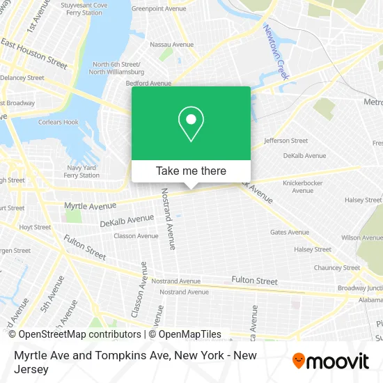 Myrtle Ave and Tompkins Ave map