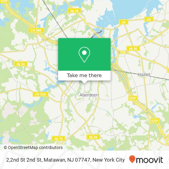 Mapa de 2,2nd St 2nd St, Matawan, NJ 07747