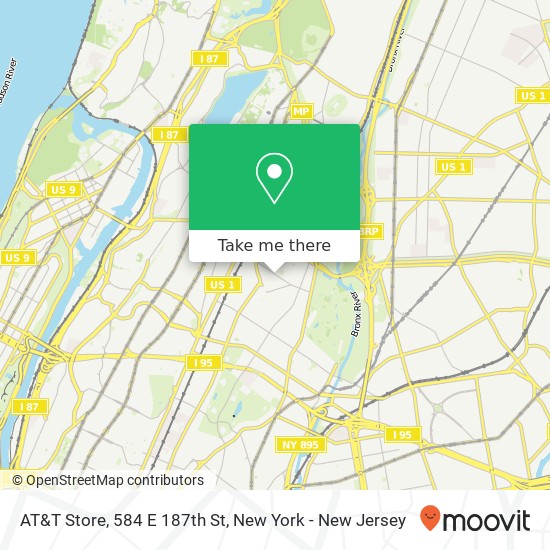 Mapa de AT&T Store, 584 E 187th St