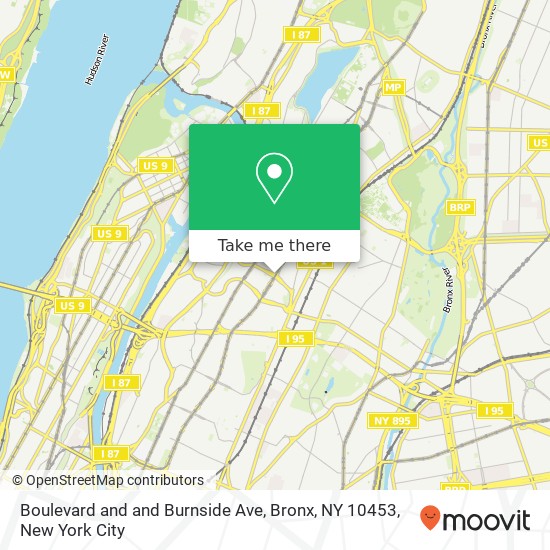 Mapa de Boulevard and and Burnside Ave, Bronx, NY 10453