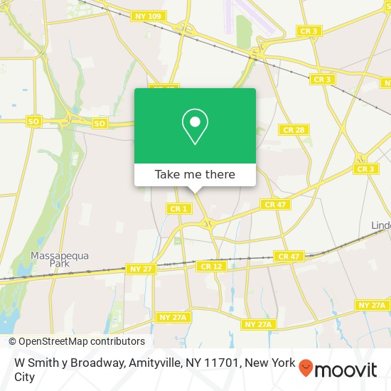 Mapa de W Smith y Broadway, Amityville, NY 11701