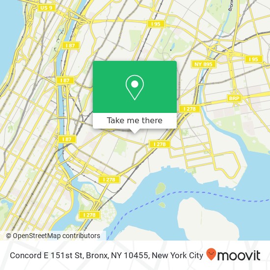 Mapa de Concord E 151st St, Bronx, NY 10455