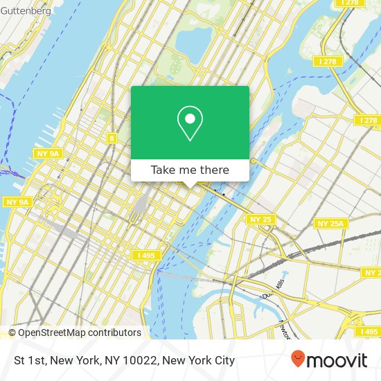 Mapa de St 1st, New York, NY 10022