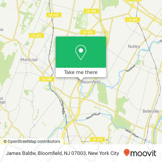 Mapa de James Baldw, Bloomfield, NJ 07003