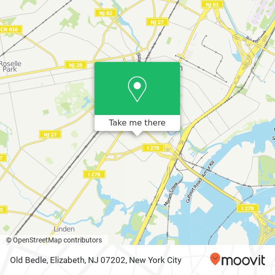 Mapa de Old Bedle, Elizabeth, NJ 07202