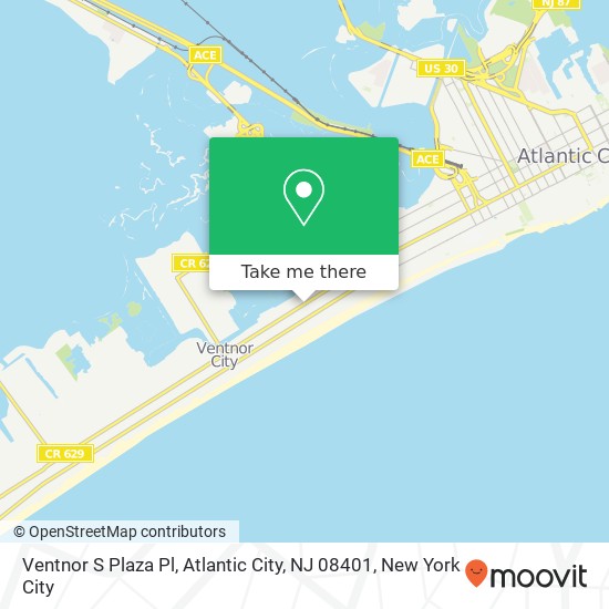 Mapa de Ventnor S Plaza Pl, Atlantic City, NJ 08401