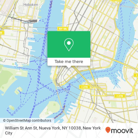 William St Ann St, Nueva York, NY 10038 map