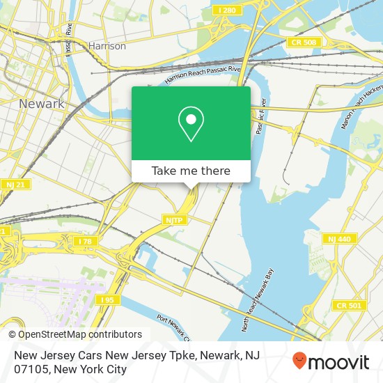 Mapa de New Jersey Cars New Jersey Tpke, Newark, NJ 07105