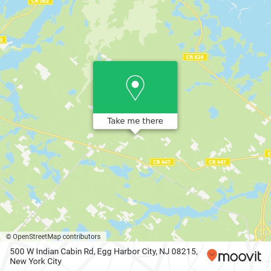 Mapa de 500 W Indian Cabin Rd, Egg Harbor City, NJ 08215