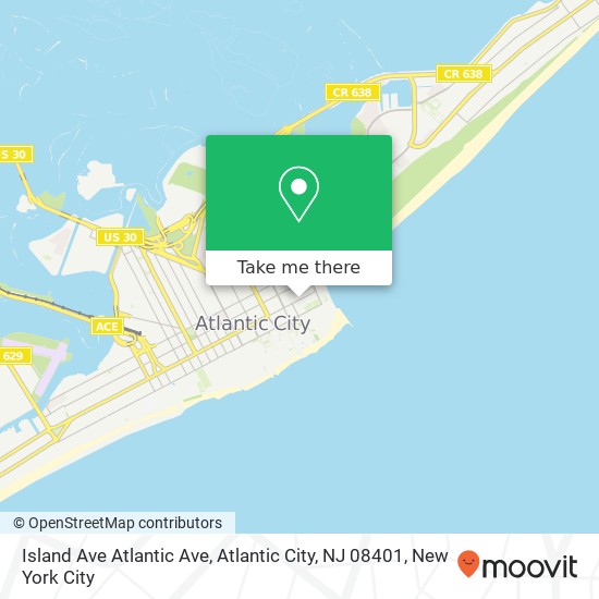 Mapa de Island Ave Atlantic Ave, Atlantic City, NJ 08401