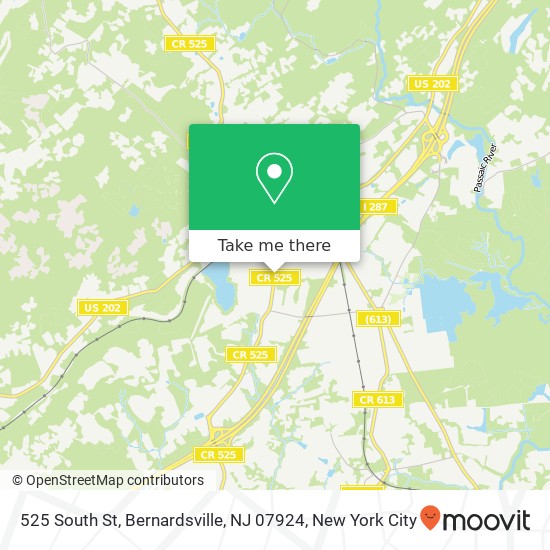 Mapa de 525 South St, Bernardsville, NJ 07924