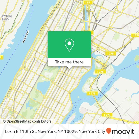 Mapa de Lexin E 110th St, New York, NY 10029