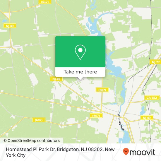 Mapa de Homestead Pl Park Dr, Bridgeton, NJ 08302