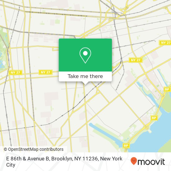 Mapa de E 86th & Avenue B, Brooklyn, NY 11236