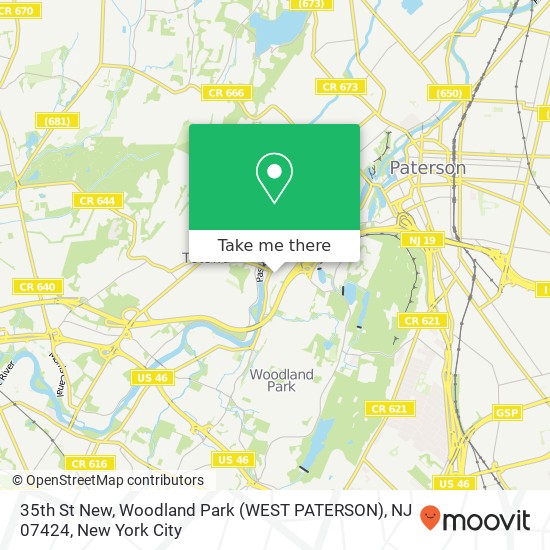 Mapa de 35th St New, Woodland Park (WEST PATERSON), NJ 07424