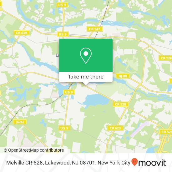 Mapa de Melville CR-528, Lakewood, NJ 08701