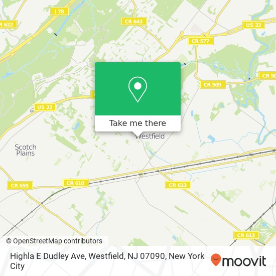 Mapa de Highla E Dudley Ave, Westfield, NJ 07090