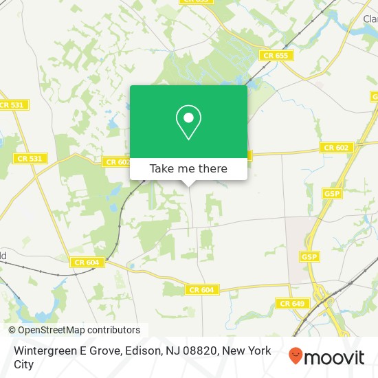 Mapa de Wintergreen E Grove, Edison, NJ 08820