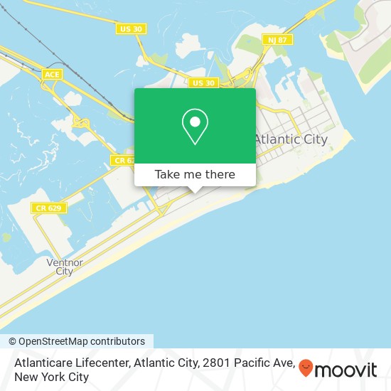 Atlanticare Lifecenter, Atlantic City, 2801 Pacific Ave map