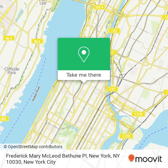 Frederick Mary McLeod Bethune Pl, New York, NY 10030 map